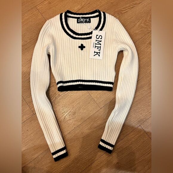 SMFK Compass Classic cashmere short sweater BNWT - Picture 3 of 7